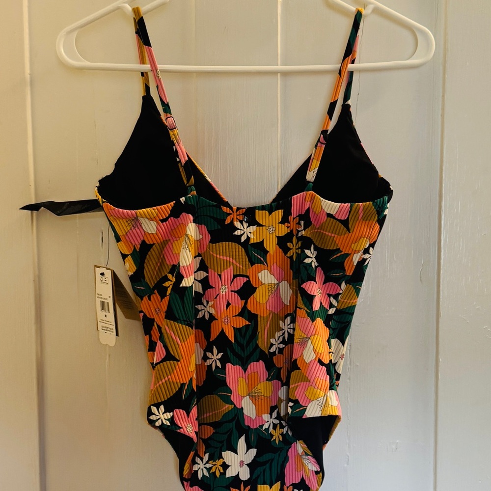 Volcom Pink and Orange One Piece Swimsuit Retro Floral - Picture 2 of 8